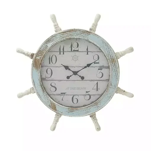 Kirklands Home Clocks|Wood Ship Wheel Wall Clock