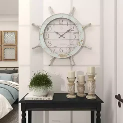 Kirklands Home Clocks|Wood Ship Wheel Wall Clock