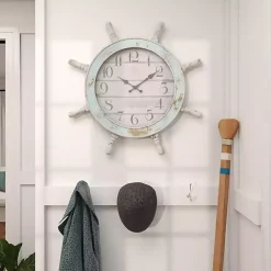 Kirklands Home Clocks|Wood Ship Wheel Wall Clock