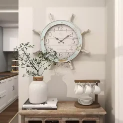 Kirklands Home Clocks|Wood Ship Wheel Wall Clock