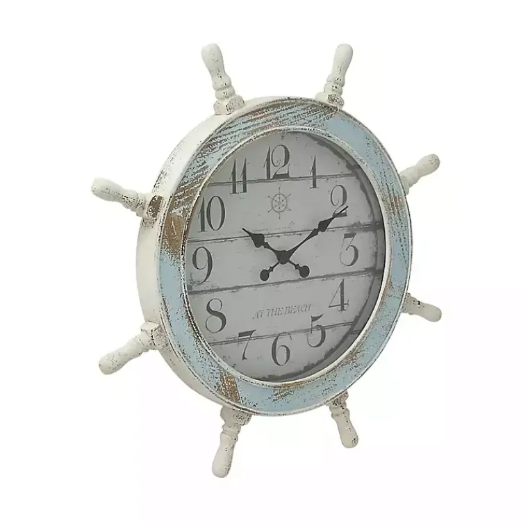 Kirklands Home Clocks|Wood Ship Wheel Wall Clock