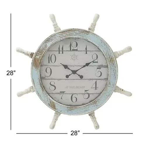 Kirklands Home Clocks|Wood Ship Wheel Wall Clock