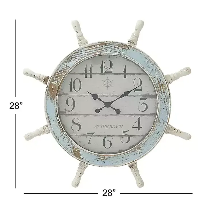 Kirklands Home Clocks|Wood Ship Wheel Wall Clock