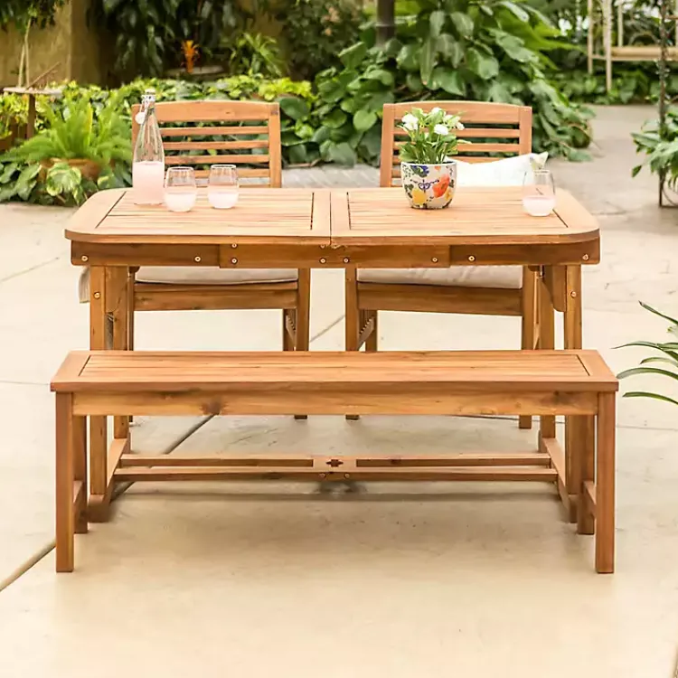 Kirklands Home Outdoor Dining|Wood Slat Back 4-pc. Outdoor Dining Set Tan
