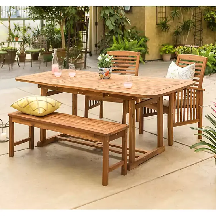 Kirklands Home Outdoor Dining|Wood Slat Back 4-pc. Outdoor Dining Set Tan