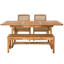 Kirklands Home Outdoor Dining|Wood Slat Back 4-pc. Outdoor Dining Set Tan