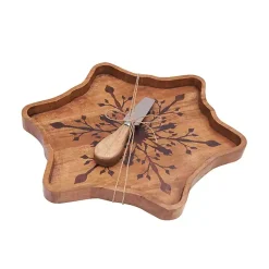 Kirklands Home Serving & Entertaining|Wood Snowflake Serving Board with Spreader Brown