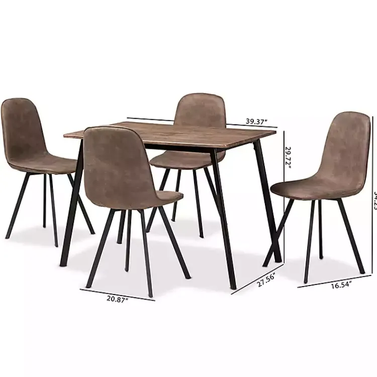 Kirklands Home Dining Tables|Wood Table and Leather Chairs 5-pc. Dining Set