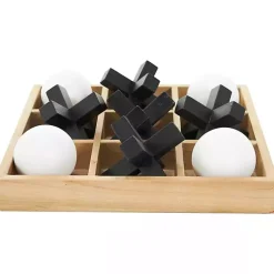 Discount Wooden Black & White 3D Tic Tac Toe Set Decorative Accents