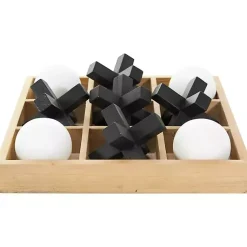 Discount Wooden Black & White 3D Tic Tac Toe Set Decorative Accents