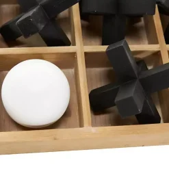 Discount Wooden Black & White 3D Tic Tac Toe Set Decorative Accents