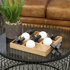 Discount Wooden Black & White 3D Tic Tac Toe Set Decorative Accents