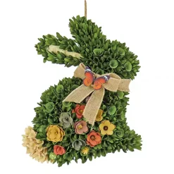 Wooden Floral Bunny Shaped Wreath Easter Decorations