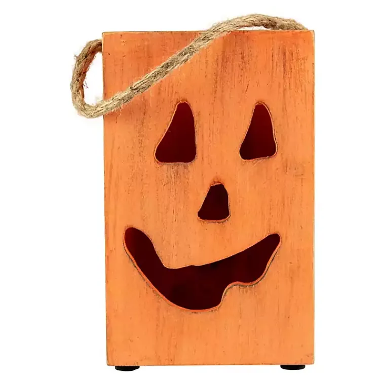 Clearance Wooden Jack O' Lantern Candle Holder Halloween