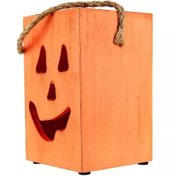 Clearance Wooden Jack O' Lantern Candle Holder Halloween
