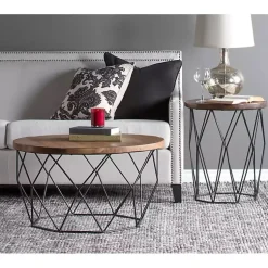 Kirklands Home Coffee Tables|Wooden Top Geometric Chadwick Coffee Table