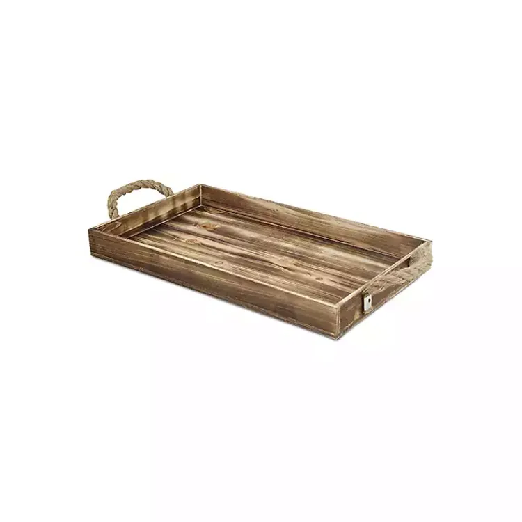Online Wooden Tray with Rope Handles Decorative Trays