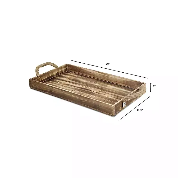 Online Wooden Tray with Rope Handles Decorative Trays