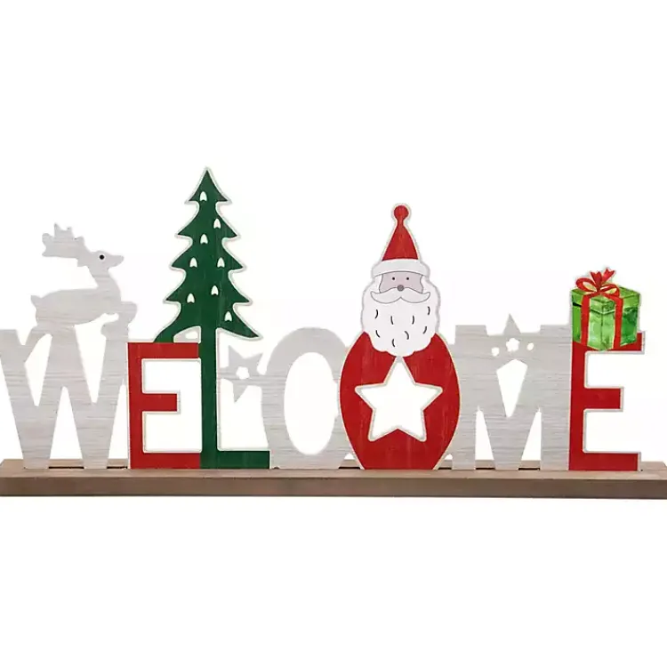 Best Wooden Welcome Christmas Tabletop Sign Christmas Decorations