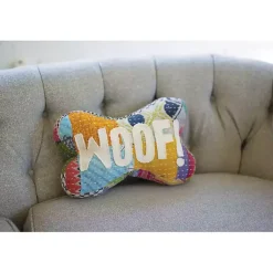 Sale Woof Kantha Bone Shaped Pillow Pillows