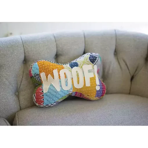 Sale Woof Kantha Bone Shaped Pillow Pillows