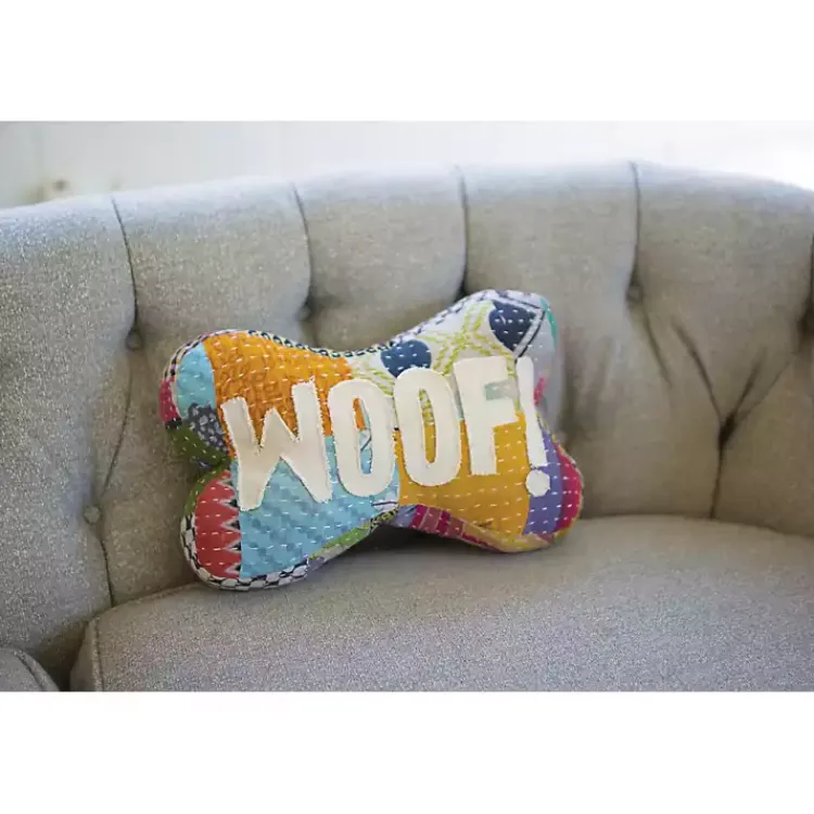 Sale Woof Kantha Bone Shaped Pillow Pillows