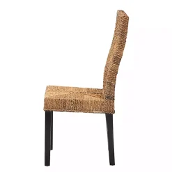Kirklands Home Dining Chairs|Woven Banana Fiber and Mahogany Dining Chair Tan