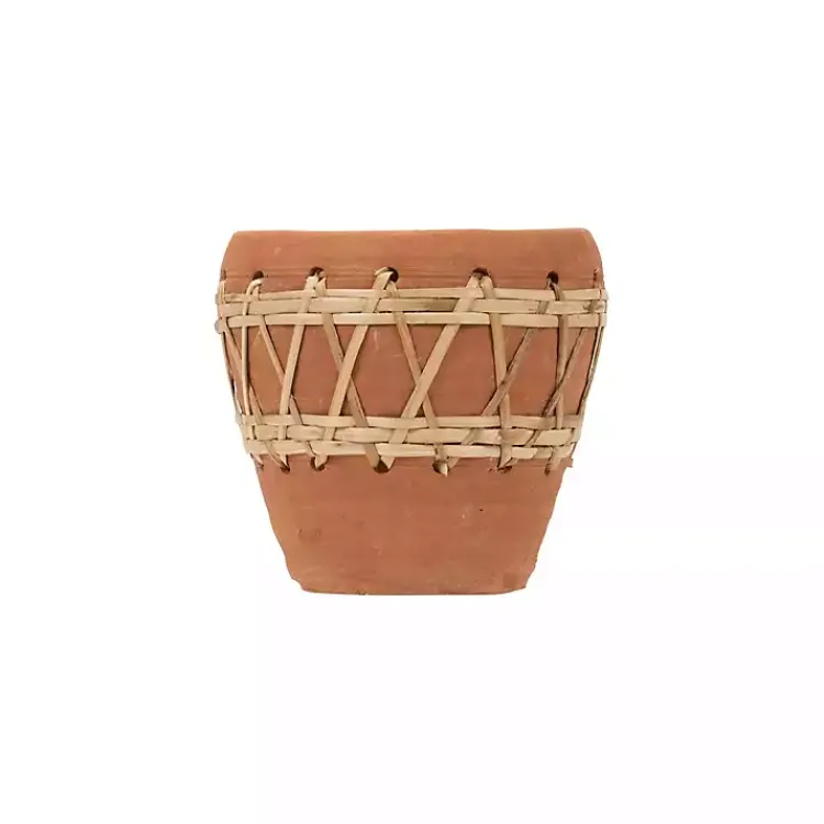 Kirklands Home Planters|Woven Diamond Terracotta Planter Tan