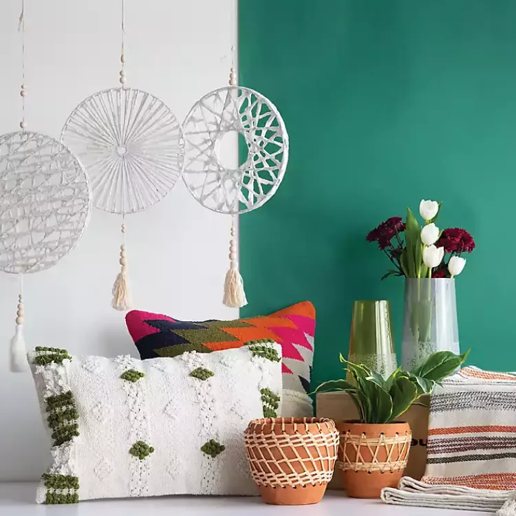 Kirklands Home Planters|Woven Diamond Terracotta Planter Tan