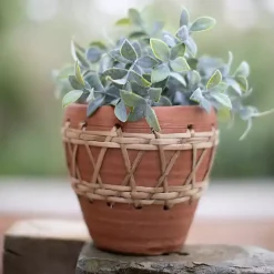 Kirklands Home Planters|Woven Diamond Terracotta Planter Tan