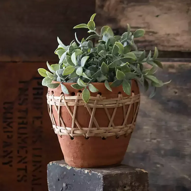 Kirklands Home Planters|Woven Diamond Terracotta Planter Tan