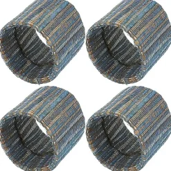 Kirklands Home Table Linens|Woven Indigo 4-pc. Napkin Ring Set