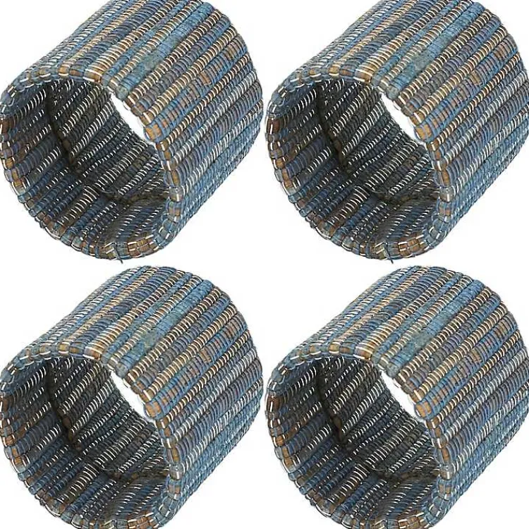 Kirklands Home Table Linens|Woven Indigo 4-pc. Napkin Ring Set