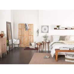 Kirklands Home Benches & Ottomans|Woven Leather Textured Wood Bench Brown