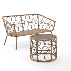 Kirklands Home Outdoor Sets|Woven Loop Rattan 2-pc. Outdoor Loveseat Set
