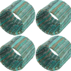 Kirklands Home Table Linens|Woven Minty 4-pc. Napkin Ring Set