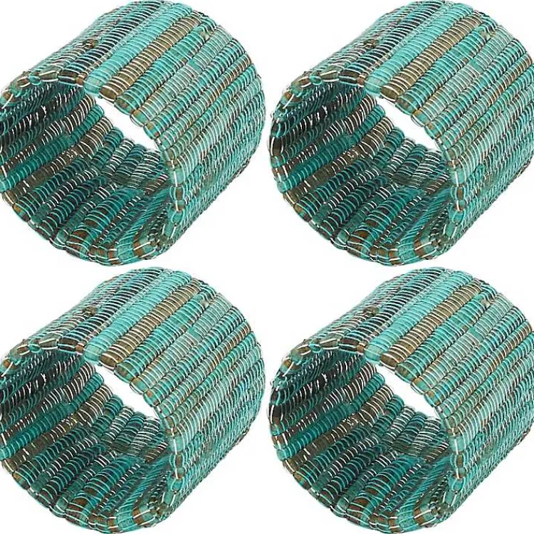 Kirklands Home Table Linens|Woven Minty 4-pc. Napkin Ring Set
