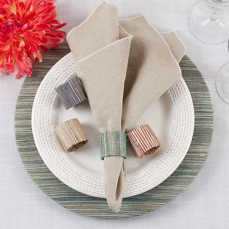 Kirklands Home Table Linens|Woven Minty 4-pc. Napkin Ring Set