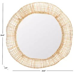 Kirklands Home Decorative Mirrors|Woven Natural Cane Round Alia Wall Mirror