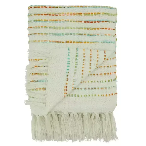 Sale Woven Rainbow Stripe Tassel Throw Blankets & Throws