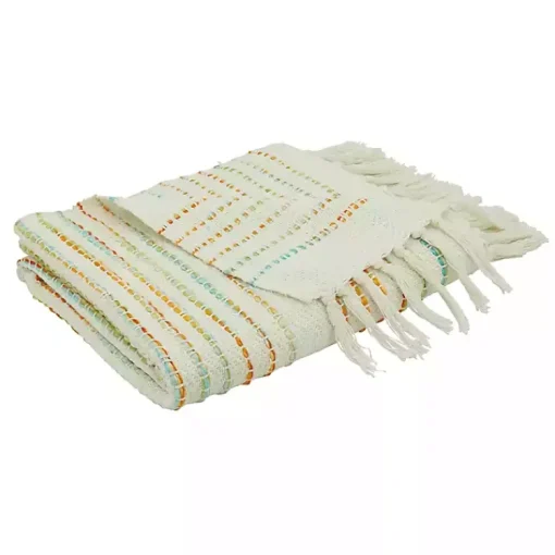 Sale Woven Rainbow Stripe Tassel Throw Blankets & Throws
