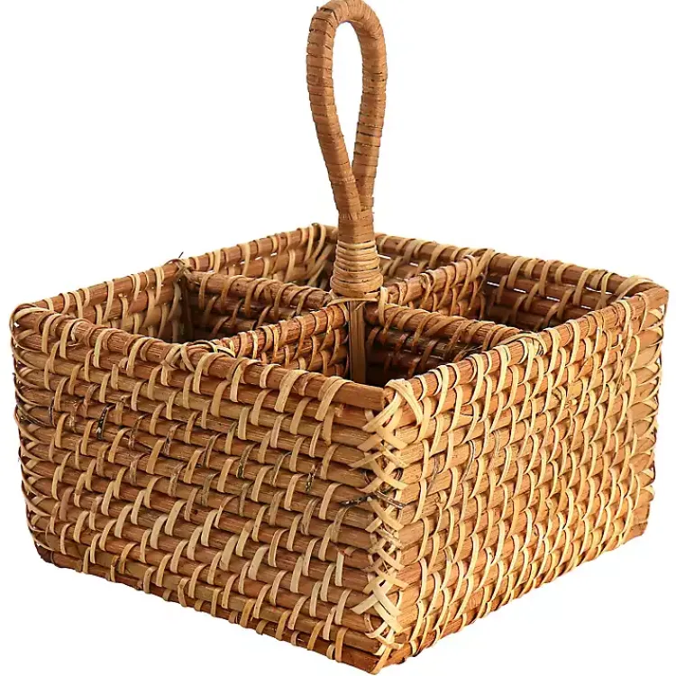 Kirklands Home Serving & Entertaining|Woven Rattan Martha Stewart Flatware Caddy Brown