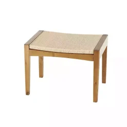 Kirklands Home Benches & Ottomans|Woven Rope and Birch Wood Stool Ottoman Brown