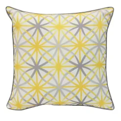 Kirklands Home Outdoor Cushions & Pillows|Yellow & Gray Geometric Flowers Outdoor Pillow