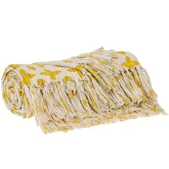 Outlet and Beige Patterned Fringe Throw Blankets & Throws