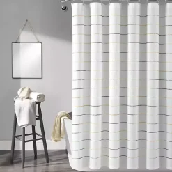 Kirklands Home Shower Curtains|Yellow and Gray Ombre Stripe Shower Curtain