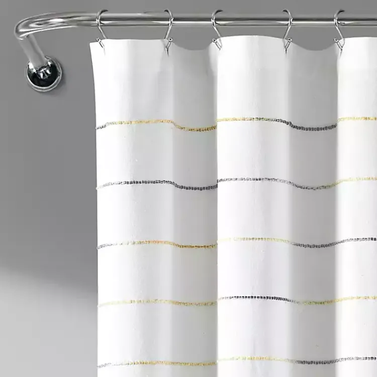 Kirklands Home Shower Curtains|Yellow and Gray Ombre Stripe Shower Curtain