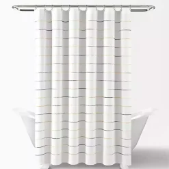 Kirklands Home Shower Curtains|Yellow and Gray Ombre Stripe Shower Curtain