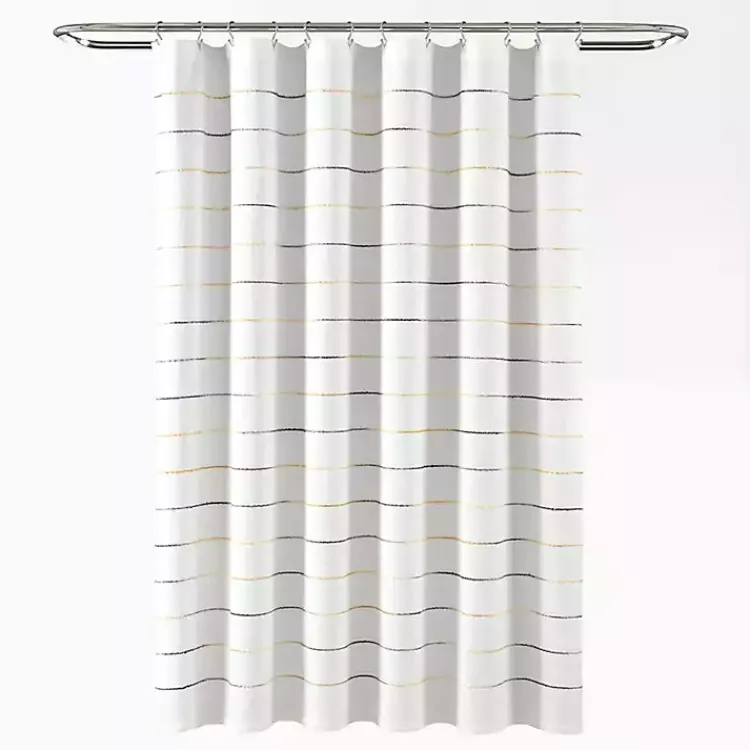 Kirklands Home Shower Curtains|Yellow and Gray Ombre Stripe Shower Curtain