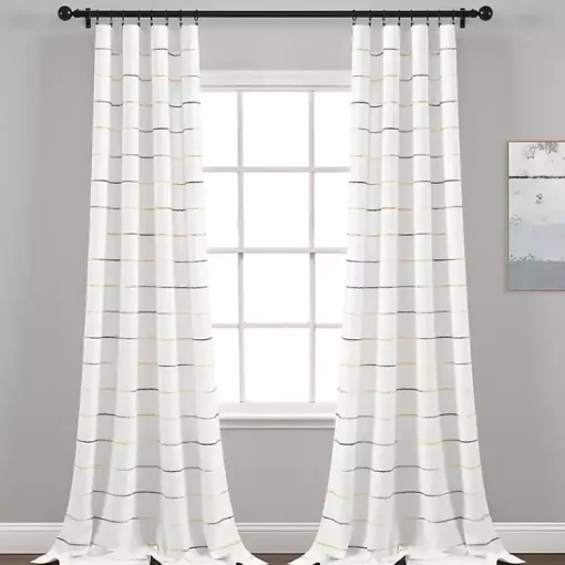 Kirklands Home Curtains & Drapes|Yellow and Gray Stripe Curtain Panel Set, 84 in.